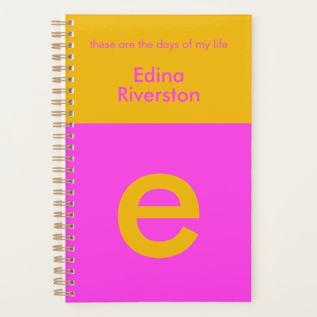 Fun Bright Personalised Planner Custom Monogram (Front)