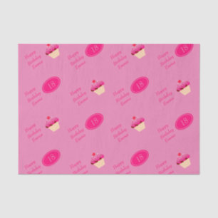 Fun, Bright Pink Cupcake Any Age Birthday Tissue Paper