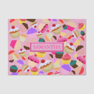 Fun Bright Pink Cupcake - Personalised Tissue Paper