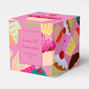 Fun, Bright Pink Cupcake  - Wedding Favour Box
