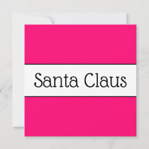 Fun Bright Pink White Jolly Santa Claus Stripes Holiday Card