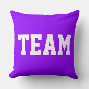 Fun Bright Purple Athletic TEAM White Text Cushion