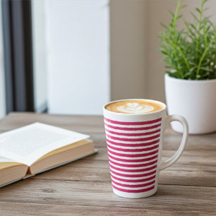 Fun Bright Red and White Ribbon Stripes, Christmas Latte Mug