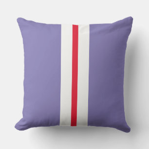 Fun Bright Red White Light Purple Racing Stripes Cushion