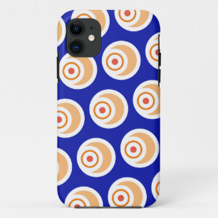 Fun Bright Royal Blue Orange Abstract 3-D Coils iPhone 11 Case