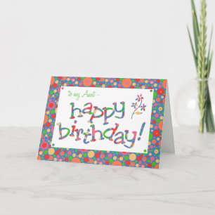 Fun Bright Spots on Blue for Aunt Birthday Card