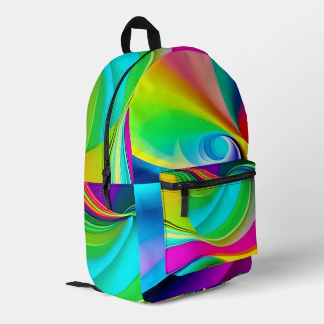 Fun Bright Swirls Printed Backpack (Back Corner Left)
