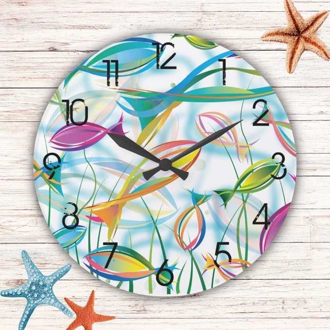 Fun Bright Tropical Fish Swimming Large Clock (Creator Uploaded)