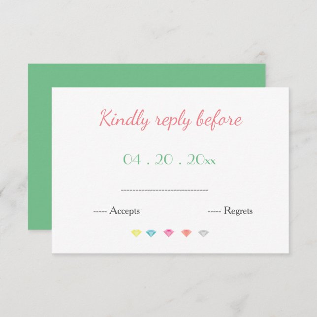 Fun & Bright Wedding Response RSVP CARD (Front/Back)