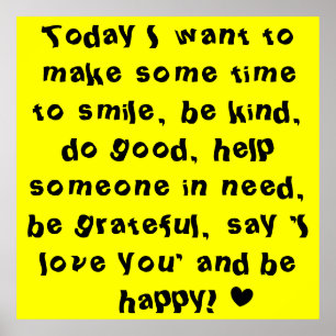 Fun Bright Yellow Motivational Quote Poster