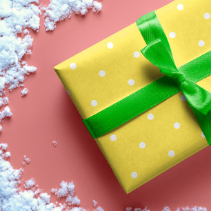 Fun Bright Yellow & White Polka Dot Pattern  Wrapping Paper