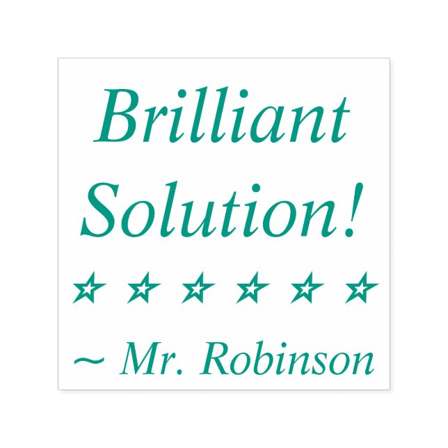 Fun "Brilliant Solution!" Tutor Rubber Stamp (Design)