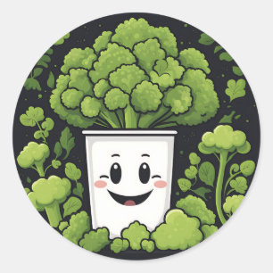 Fun Broccoli Vegetable Classic Round Sticker