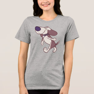 Fun Brown And Cream Cartoon Dog Walking  Tri-Blend Shirt