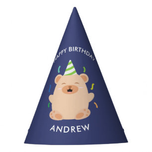 Fun Brown Bear Kids Birthday Party Hat