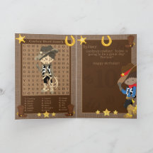Fun Brown Boys Cowboy Word Search Happy Birthday