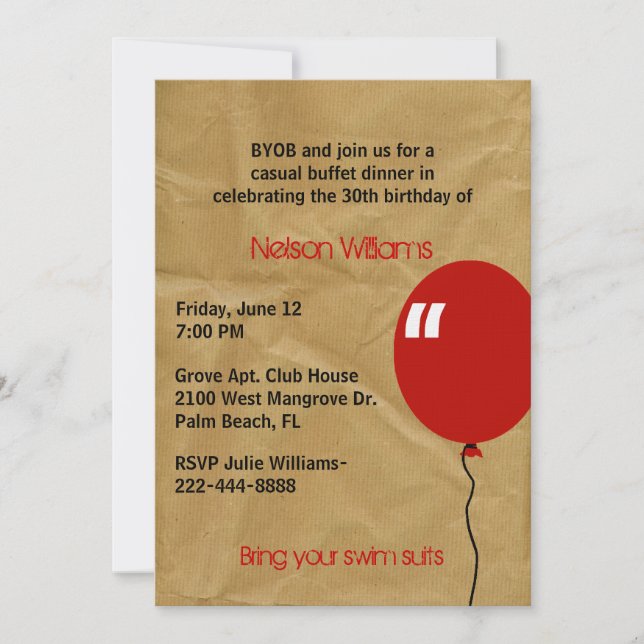 Fun Brown Crinkled Paper Birthday Invitation (Front)