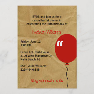 Fun Brown Crinkled Paper Birthday Invitation