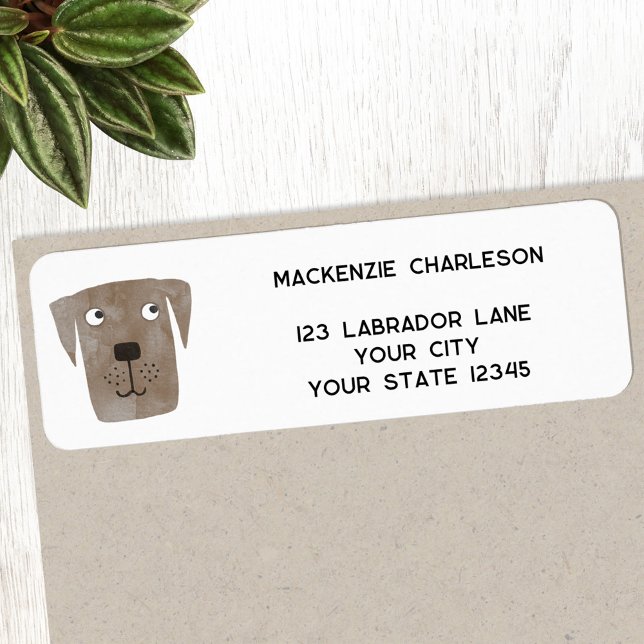 Fun Brown Dog Personalised Return Address Label (Fun Chocolate Labrador Retriever dog personalized return address label)