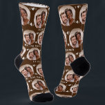 Fun Brown Newlyweds Photo Pattern Socks<br><div class="desc">These fun brown newlyweds photo pattern wedding dress or casual socks feature the couple's photo and white hearts in an offset pattern and their names and wedding date! These are perfect for the groom as he walks down the aisle, as a gift for the bride, as a bridal party favour,...</div>