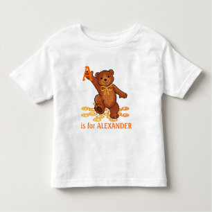 Fun Brown Teddy Bear With Orange Bow Toddler T-Shirt