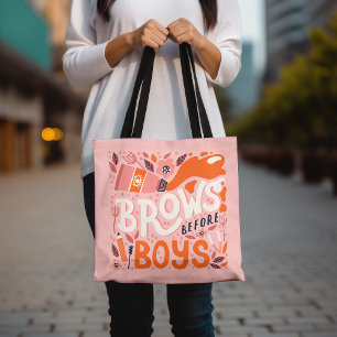 Fun Brows Before Boys Fashionable Shopping Tote Bag