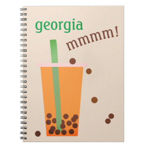 Fun Bubble Tea/Boba Tea Custom Name Notebook