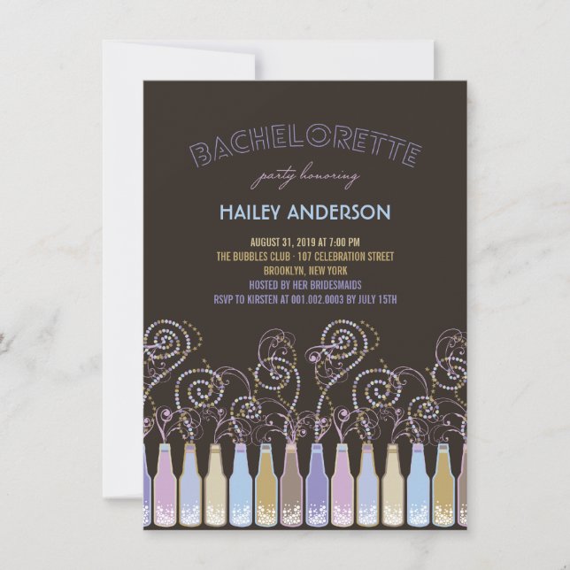Fun Bubbly Celebrations Bachelorette Party Invite (Front)