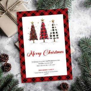 Fun Buffalo Plaid Christmas Tree Holiday Greeting
