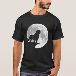 Fun Bulldog Howling Full Moon Halloween T-Shirt