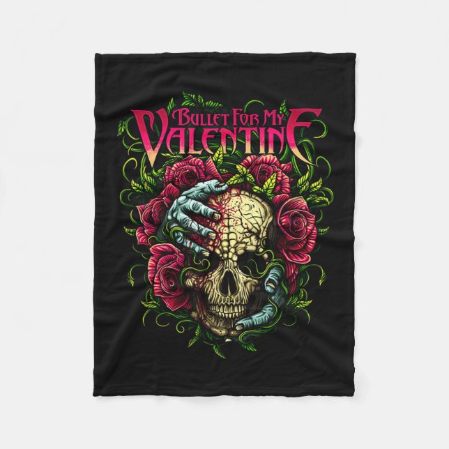 Fun Bullet My Valentine Skull Roses And Red Blood  Fleece Blanket (Front)