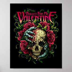 Fun Bullet My Valentine Skull Roses And Red Blood Poster