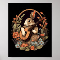Fun Bunny Playing Banjo Guitar Music Rabbit Happy