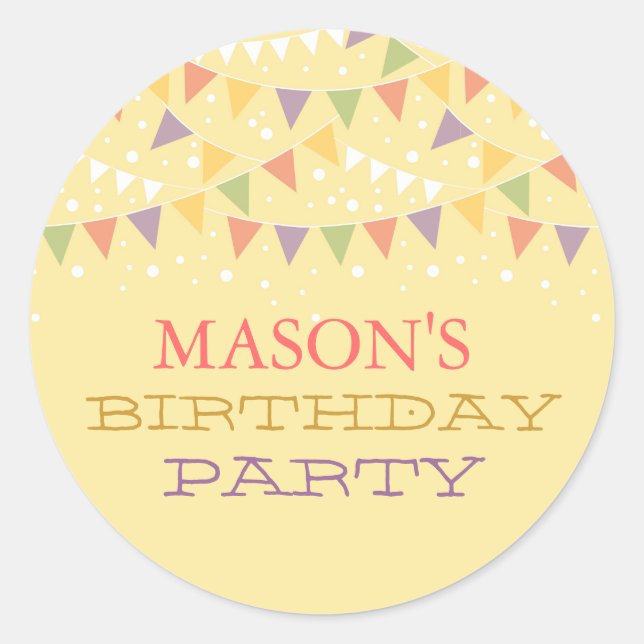 Fun Bunting Birthday Party Sticker (Front)