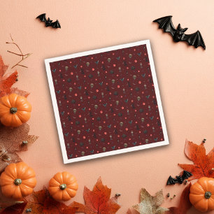 Fun Burgundy Eerie Halloween Pattern Napkin