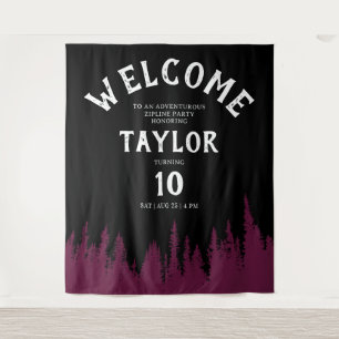 Fun Burgundy Wood Ziplining Outdoor Forest Party Tapestry