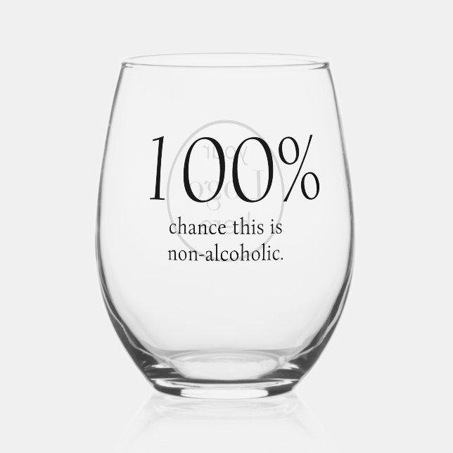 Fun Business Logo Sober Bar Stemless Wine Glass (Front)