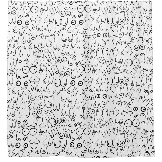 fun bust pattern shower curtain (Front)