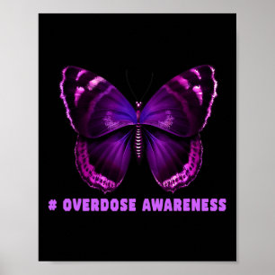 Fun Butterfly Purple Ribbon Overdose Awareness Des Poster