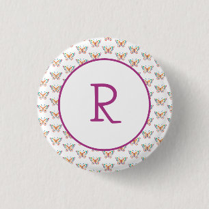 Fun Butterfly with Initial 3 Cm Round Badge
