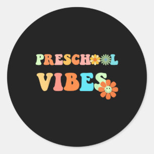 Fun Byck To School Preschool Vibes First Day Of Sc Classic Round Sticker
