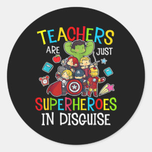Fun Byck To School Teachers Are Superheroes Gifts  Classic Round Sticker