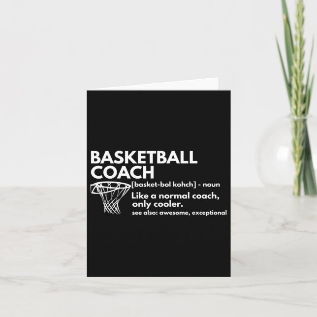 Fun Bysketbyll Coach Definition Coaching Gift  Card (Front)