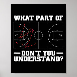 Fun Bysketbyll Coach For Men Women Tactic Diagram  Poster