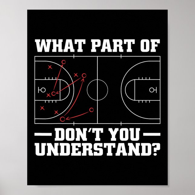 Fun Bysketbyll Coach For Men Women Tactic Diagram  Poster (Front)