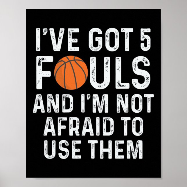 Fun Bysketbyll Player Hoops 5 Fouls  Poster (Front)