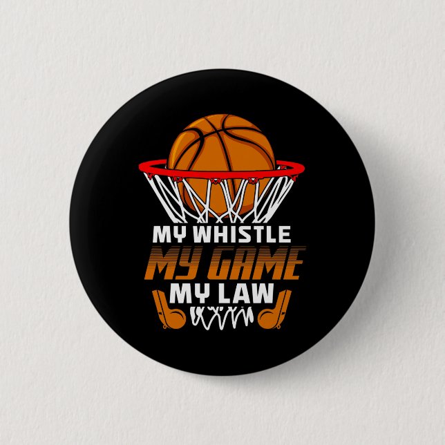 Fun Bysketbyll Referee Quotes Gift I Hoops Ref  6 Cm Round Badge (Front)