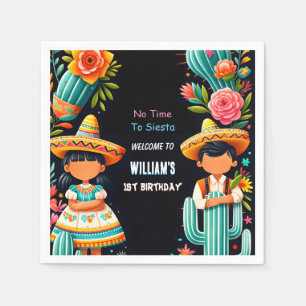 fun cactus cute uno taco first fiesta 1st Birthday Napkin