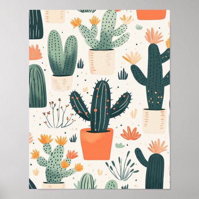 Fun Cactus Print Poster (Front)