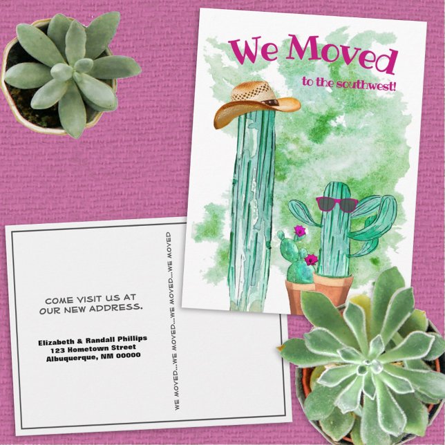 Fun Cactus We Moved Southwest Announcement Postcard (Creator Uploaded)